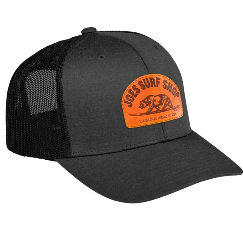 Joe's Surf Shop Leather Surfing Bear Patch Trucker Hat