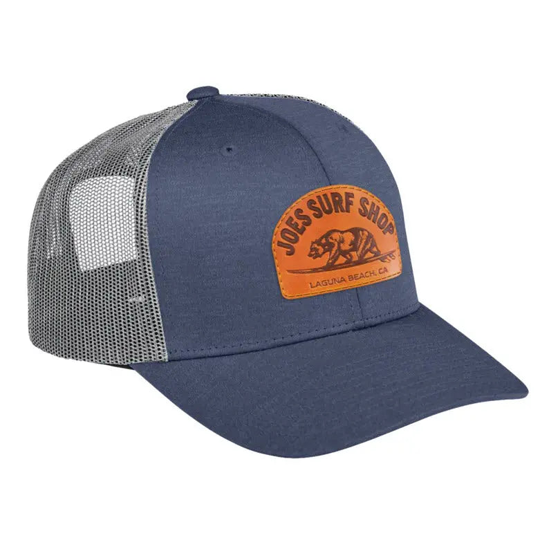 Joe's Surf Shop Leather Surfing Bear Patch Trucker Hat