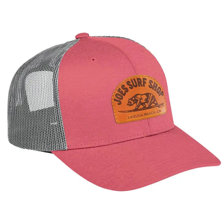 Joe's Surf Shop Leather Surfing Bear Patch Trucker Hat