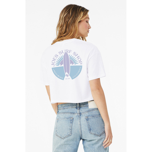 Joe's Surf Sunset Scene Cropped T-Shirt