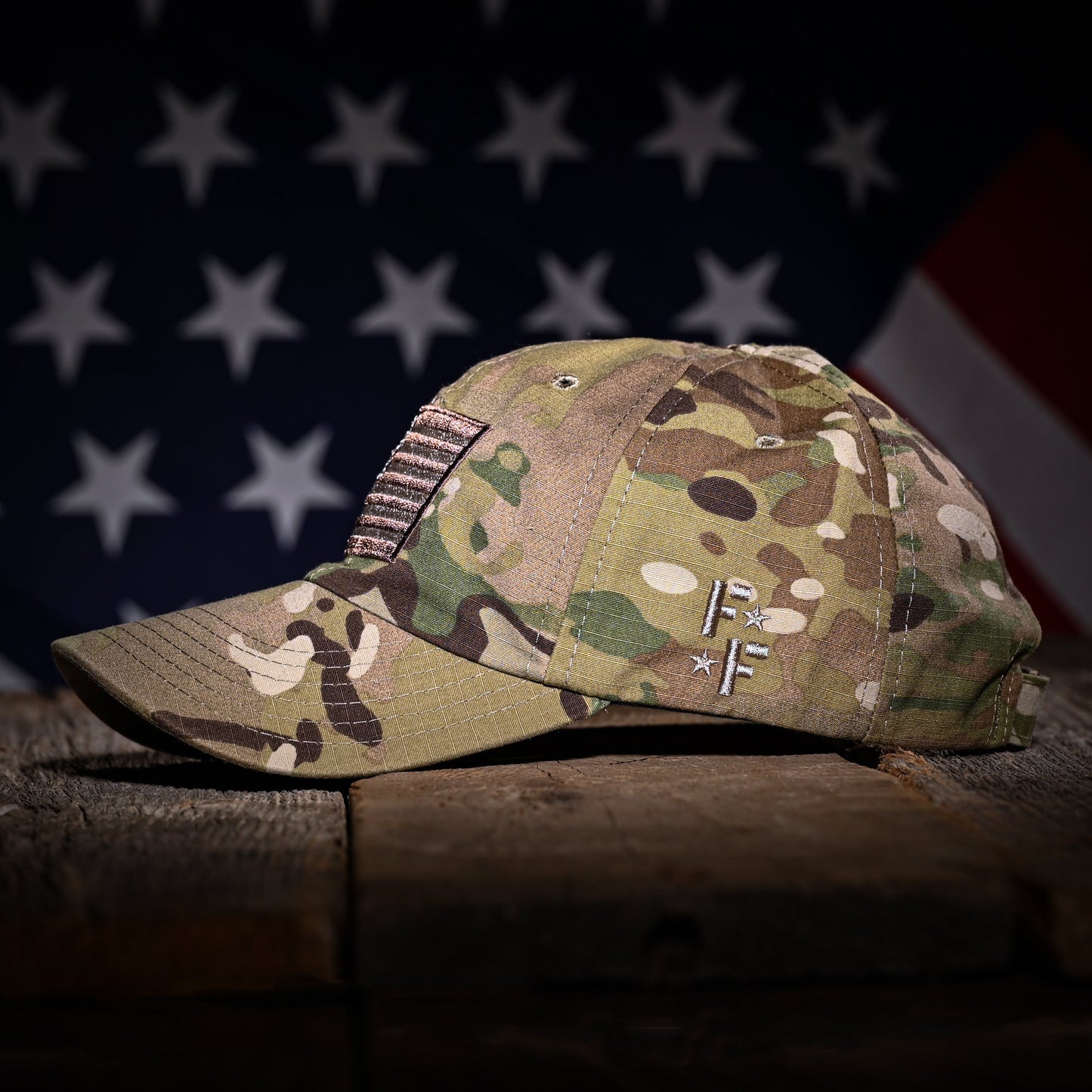 Multicam Full Fabric American Flag Range Hat