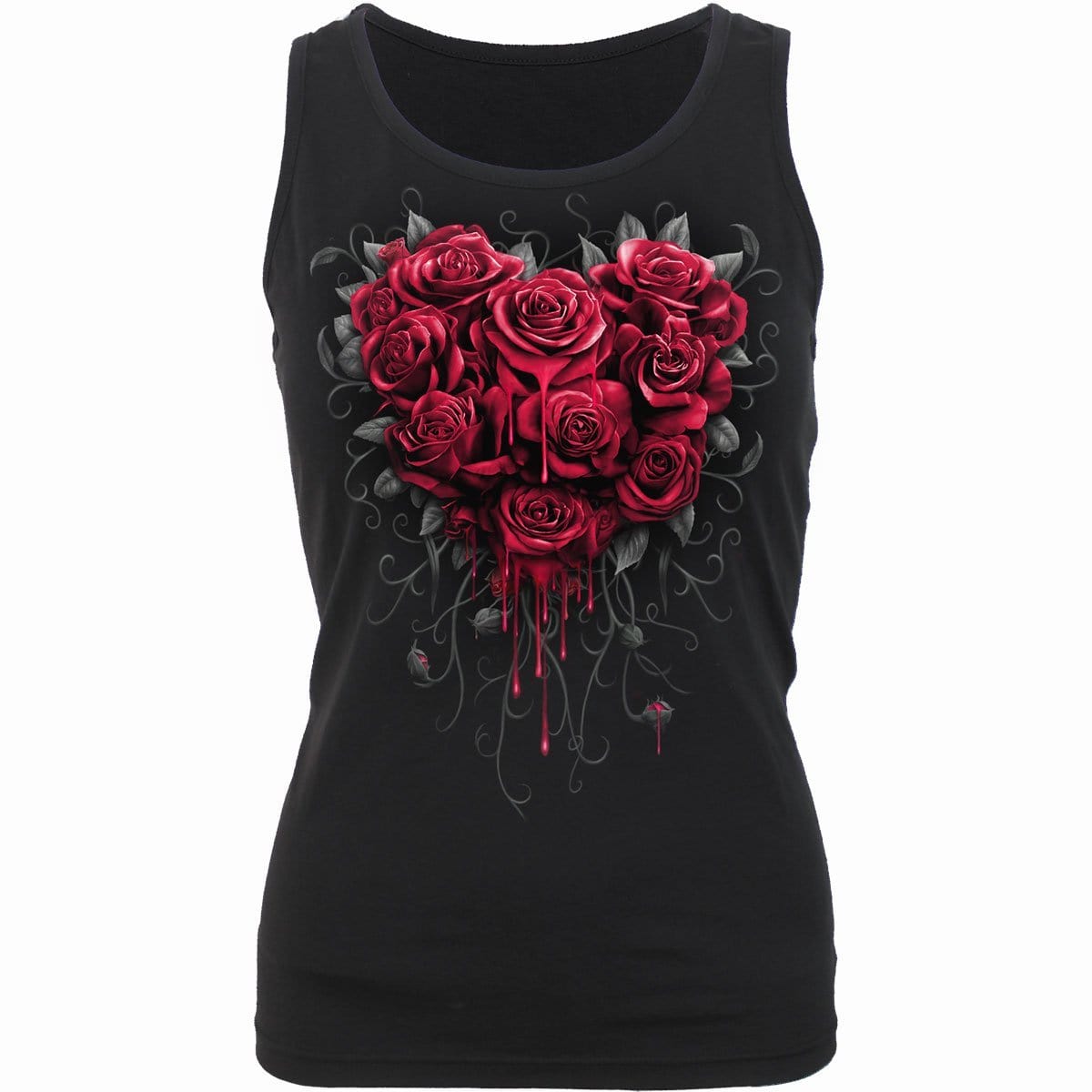 BLEEDING HEART - Razor Back Top Black