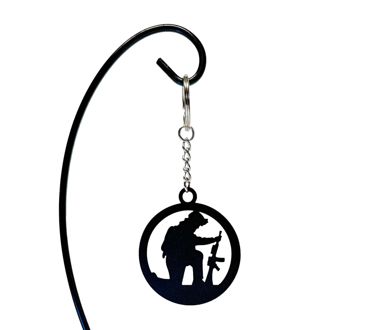 Kneeling Soldier Military Theme Keychain