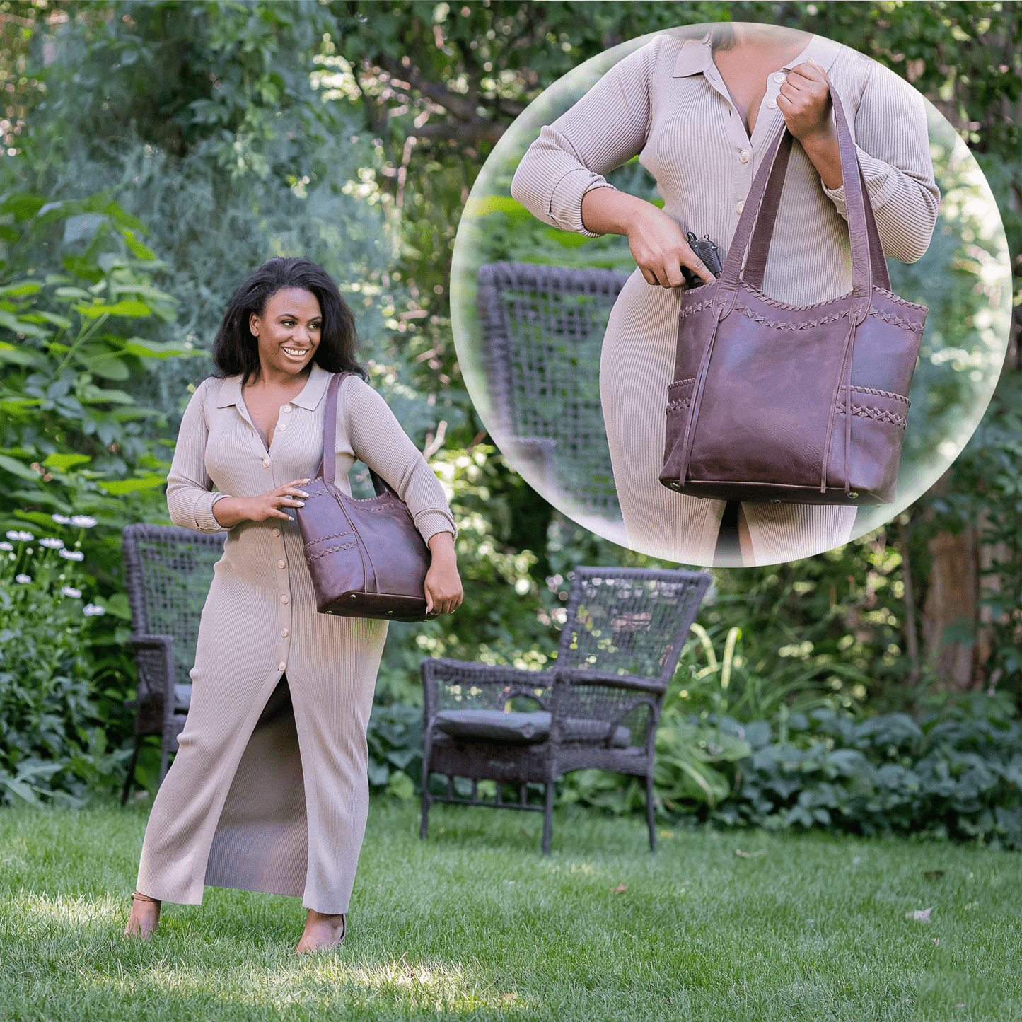 Concealed Carry Kendall Leather Tote by Lady Conceal