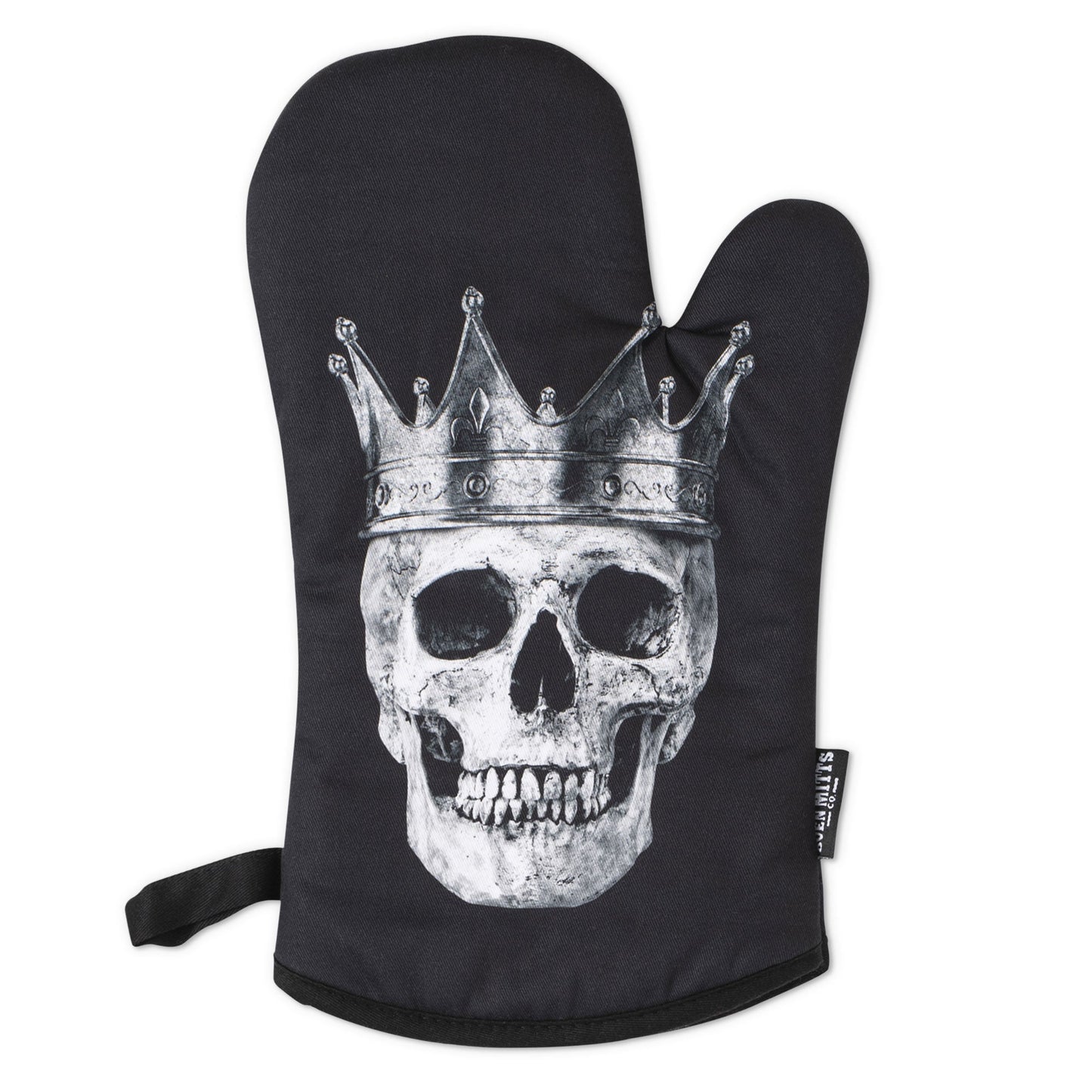 King & Queen Black Skull Oven Mitts And Potholder Set