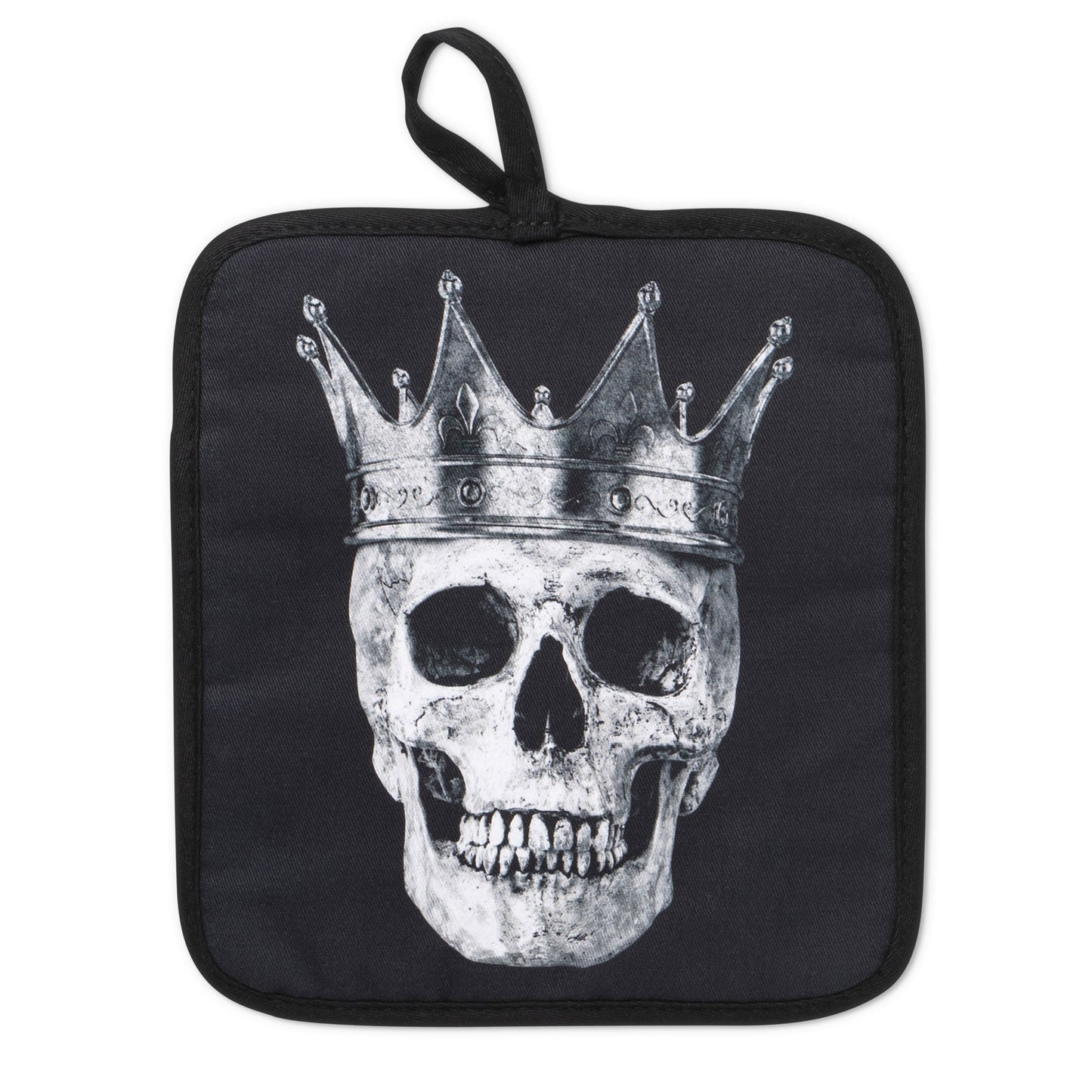 King & Queen Black Skull Oven Mitts And Potholder Set