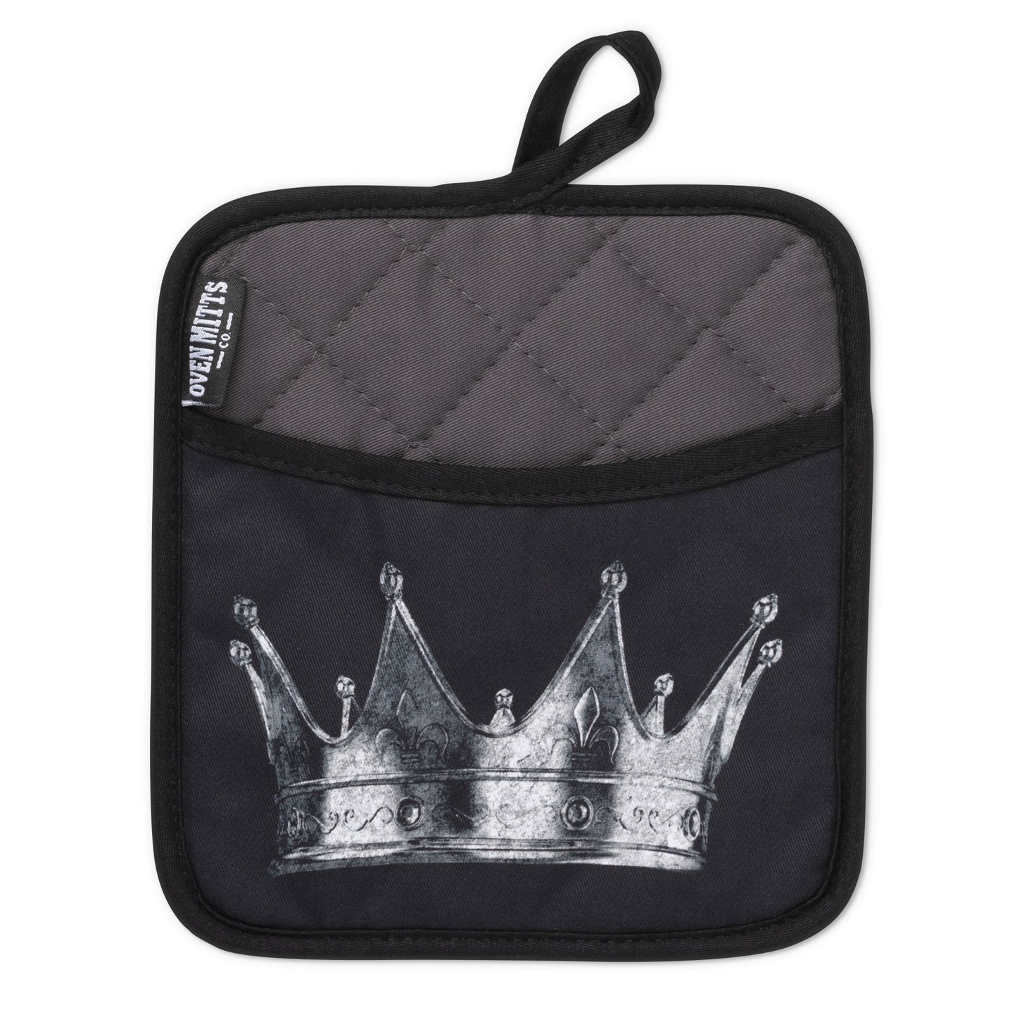 King & Queen Black Skull Oven Mitts And Potholder Set