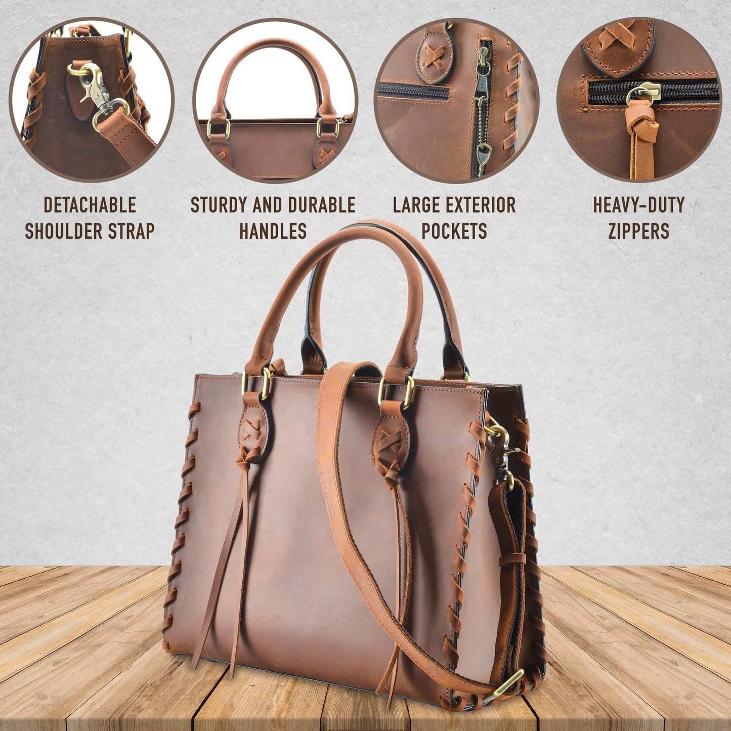 Concealed Carry Emma Leather Satchel by Lady Conceal