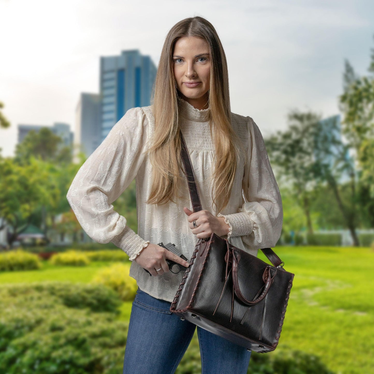 Concealed Carry Emma Leather Satchel by Lady Conceal