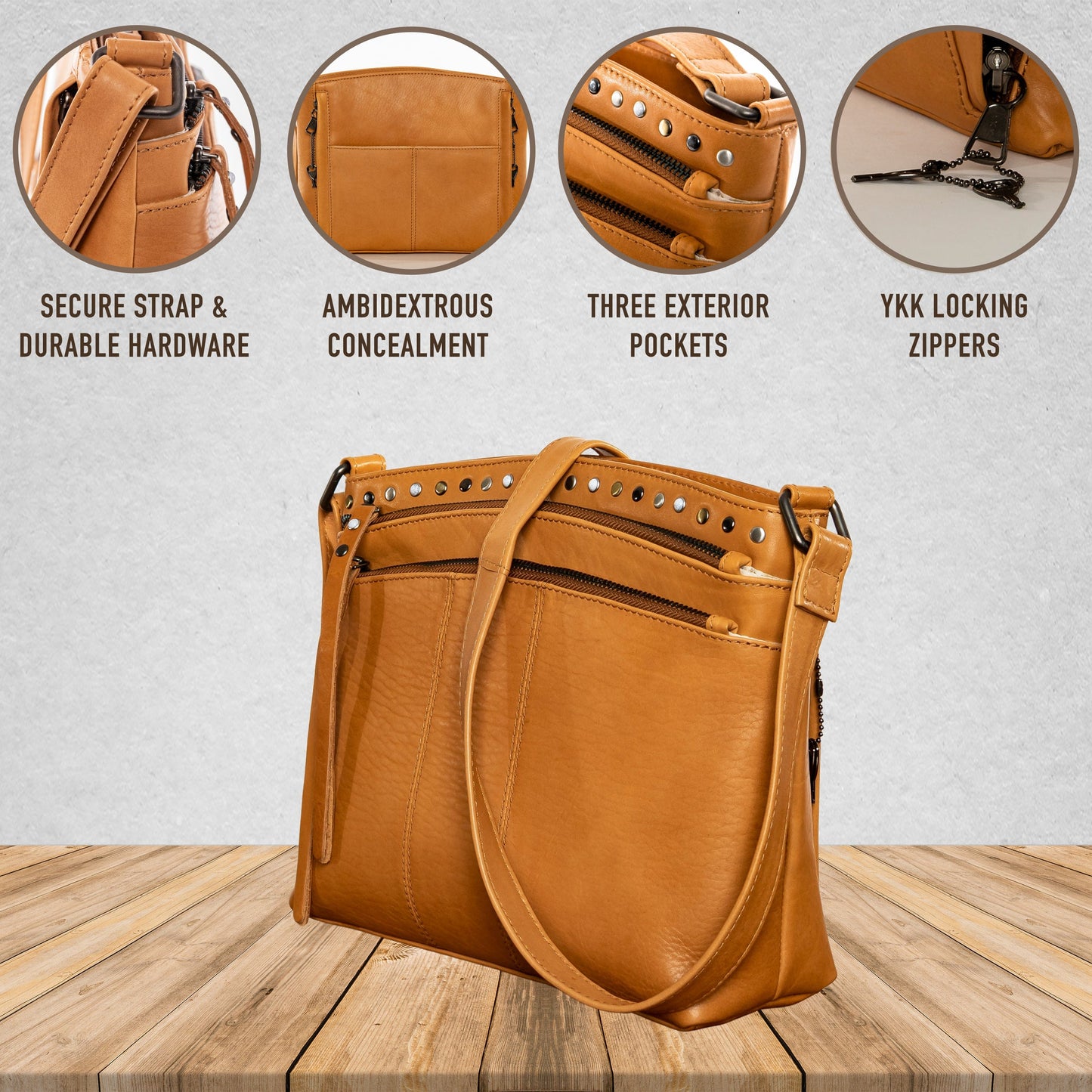 Concealed Carry Brynn Leather Crossbody by Lady Conceal