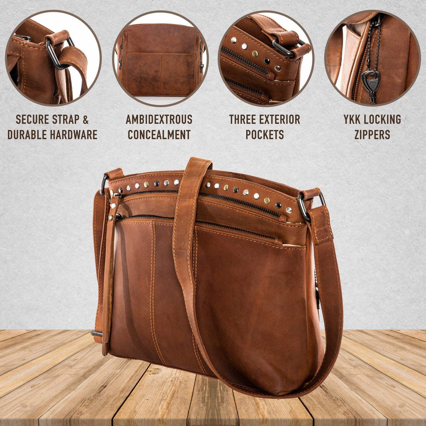 Concealed Carry Brynn Leather Crossbody by Lady Conceal