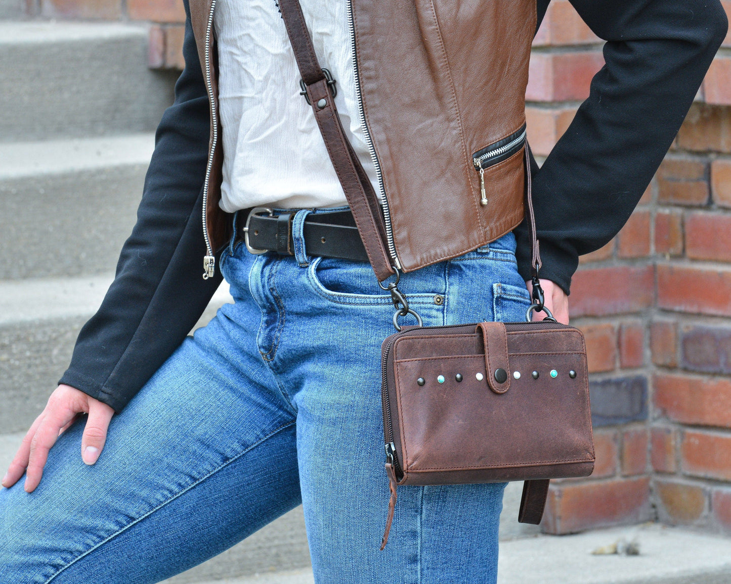 Concealed Carry Millie Leather Crossbody Organizer by Lady Conceal - Small