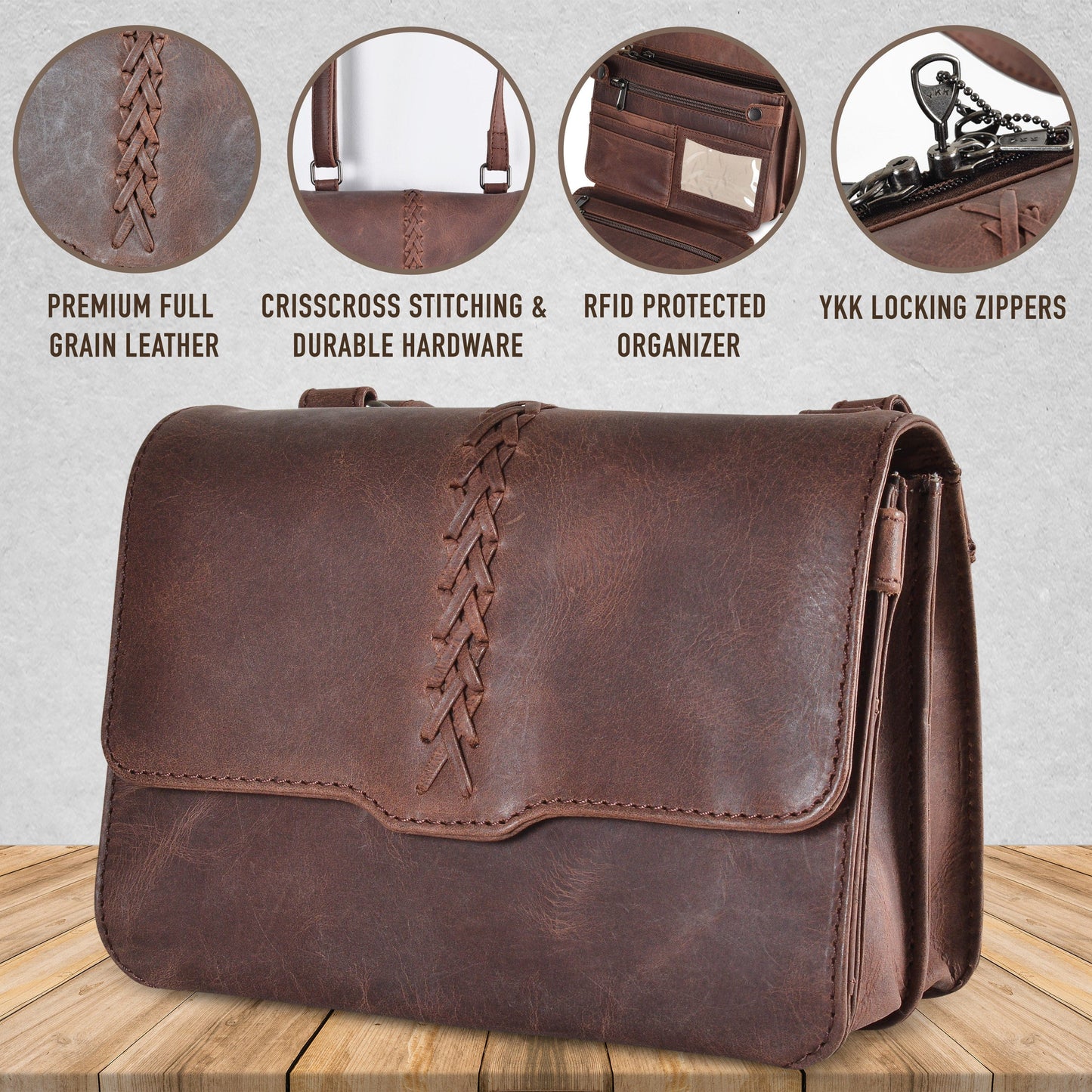 Concealed Carry Jolene Leather Crossbody Organizer by Lady Conceal