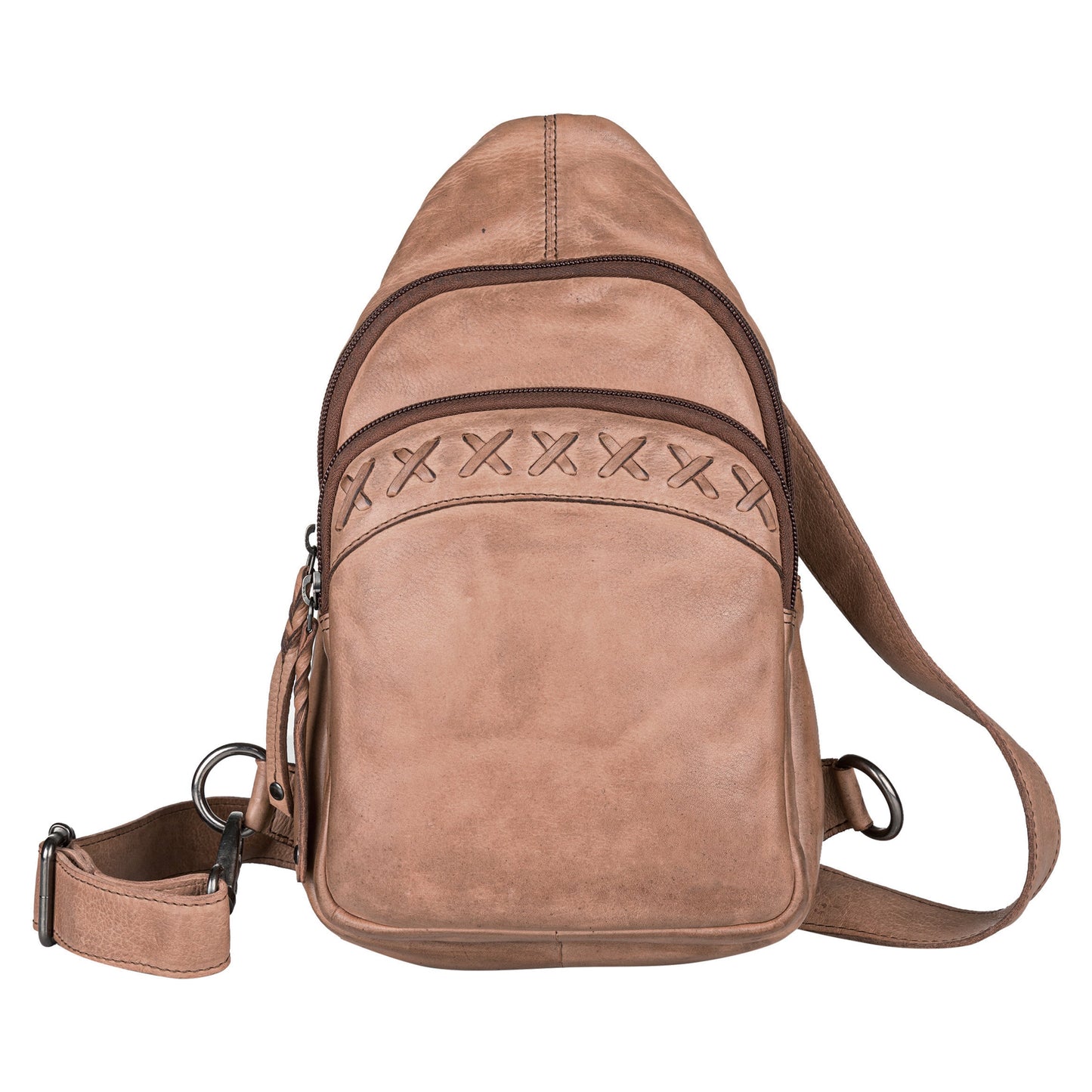 Concealed Carry Unisex Taylor Sling Leather Backpack by Lady Conceal