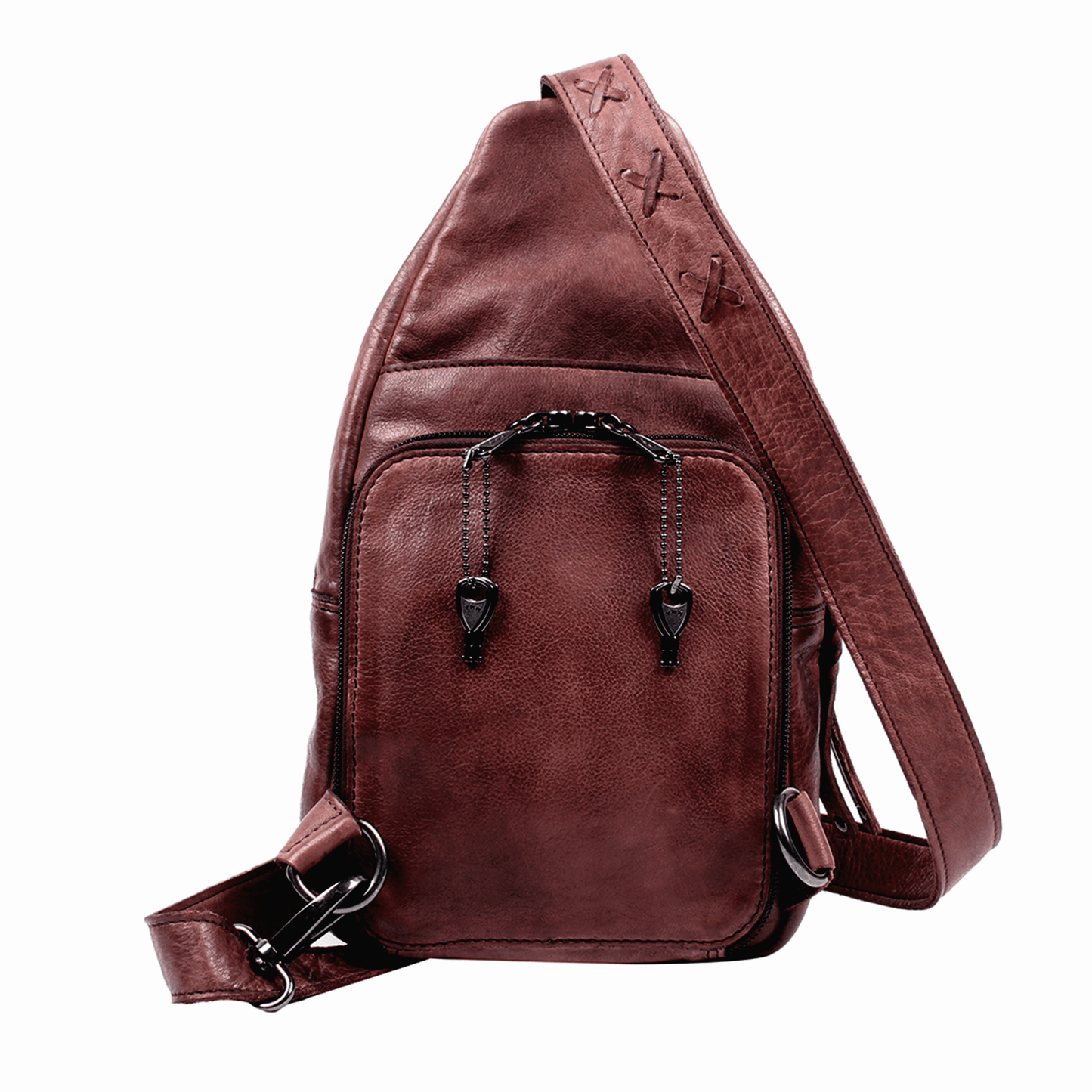 Concealed Carry Unisex Taylor Sling Leather Backpack by Lady Conceal