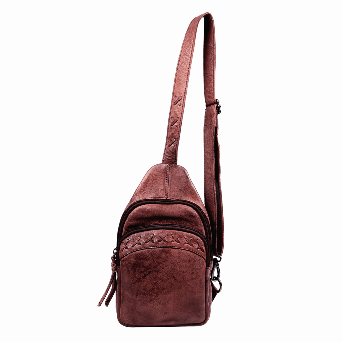 Concealed Carry Unisex Taylor Sling Leather Backpack by Lady Conceal