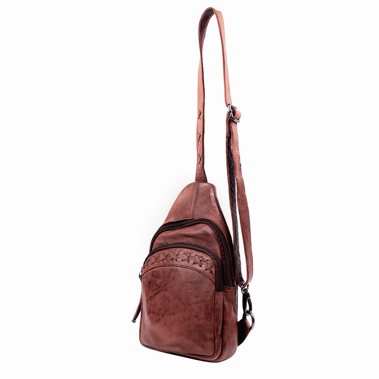 Concealed Carry Unisex Taylor Sling Leather Backpack by Lady Conceal