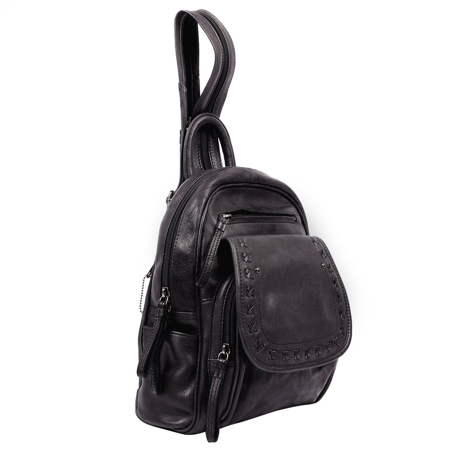 Concealed Carry RFID Daisy Leather Backpack by Lady Conceal