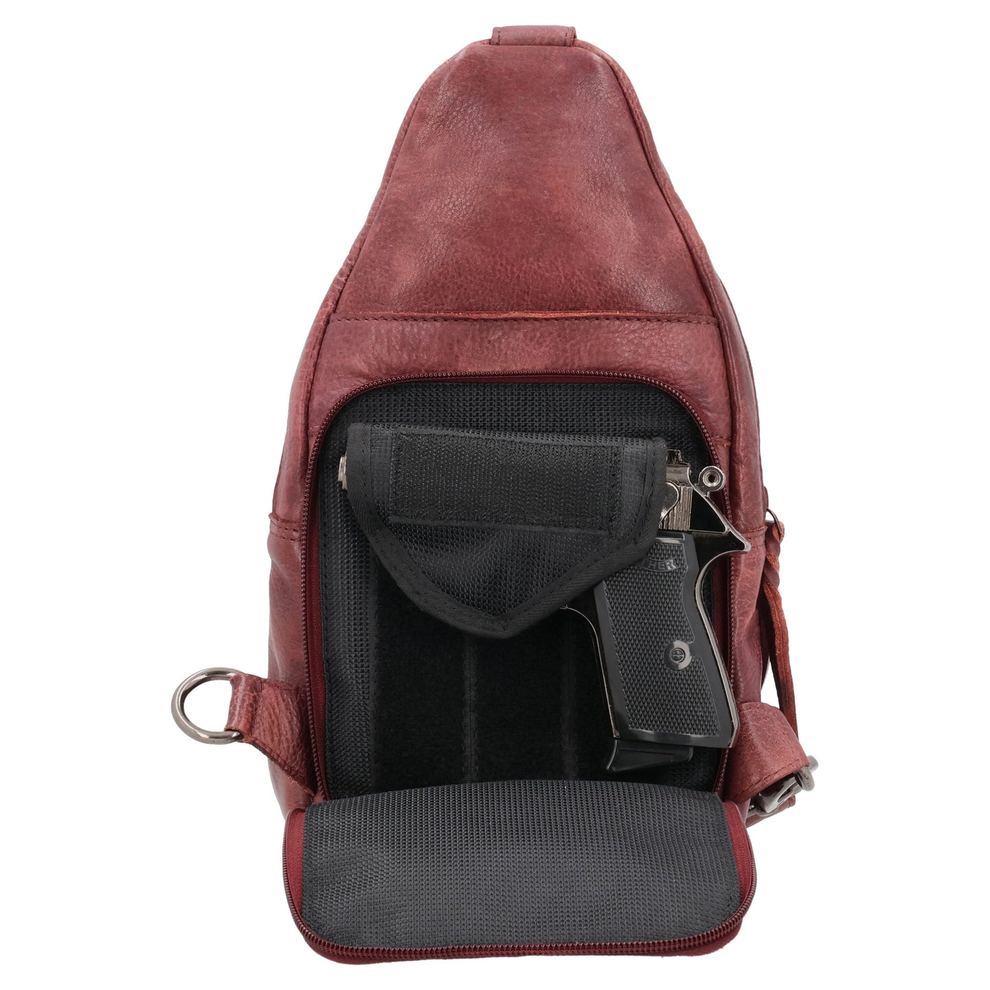 Concealed Carry Unisex Taylor Sling Leather Backpack by Lady Conceal