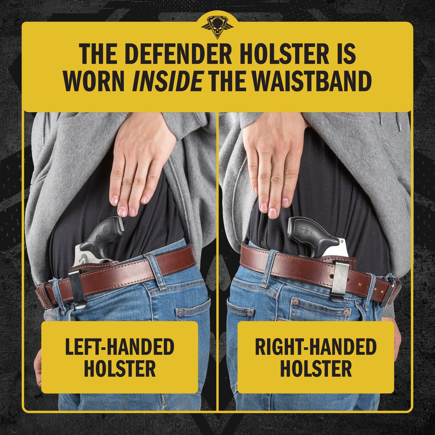 The Defender Leather IWB Holster - Fits Snub Nose Style Revolver - Lifetime Warranty - Made in USA