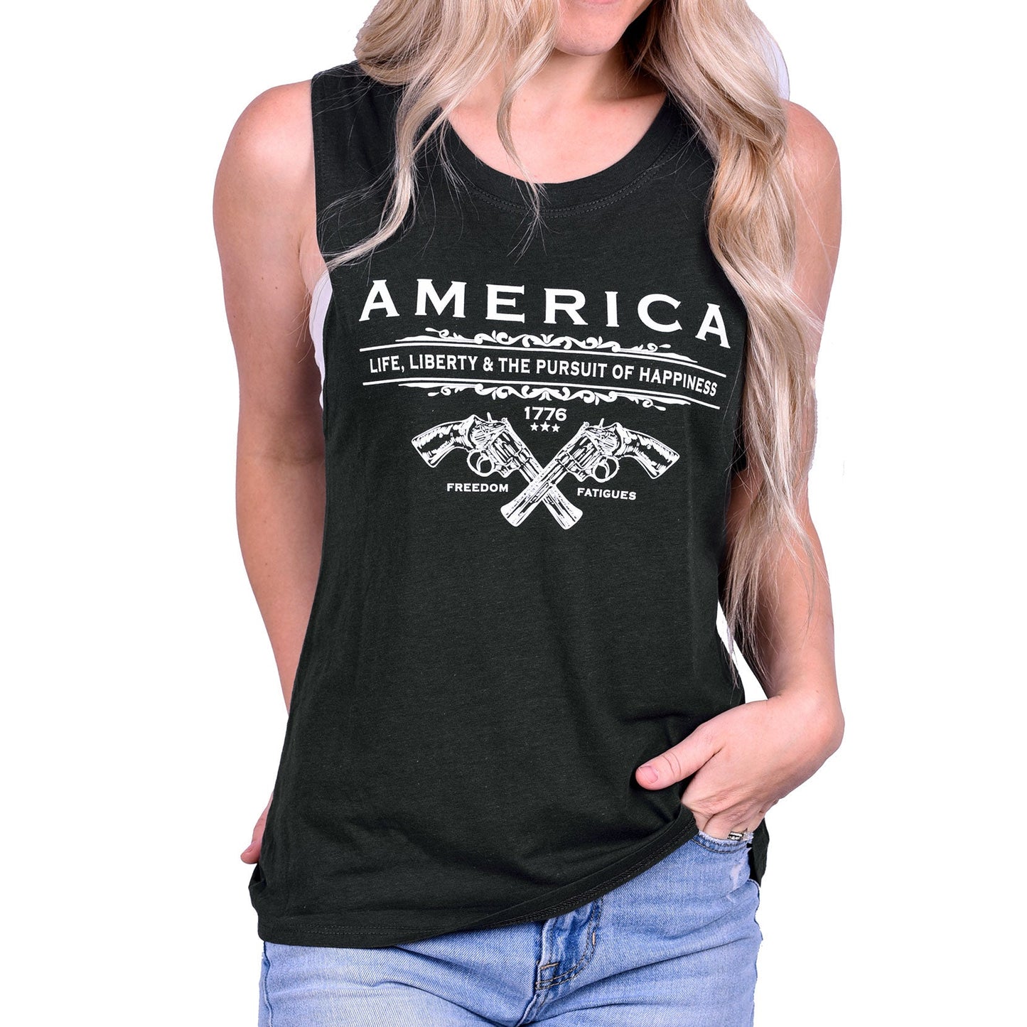 Women's Unalienable Rights Muscle Tank - Black