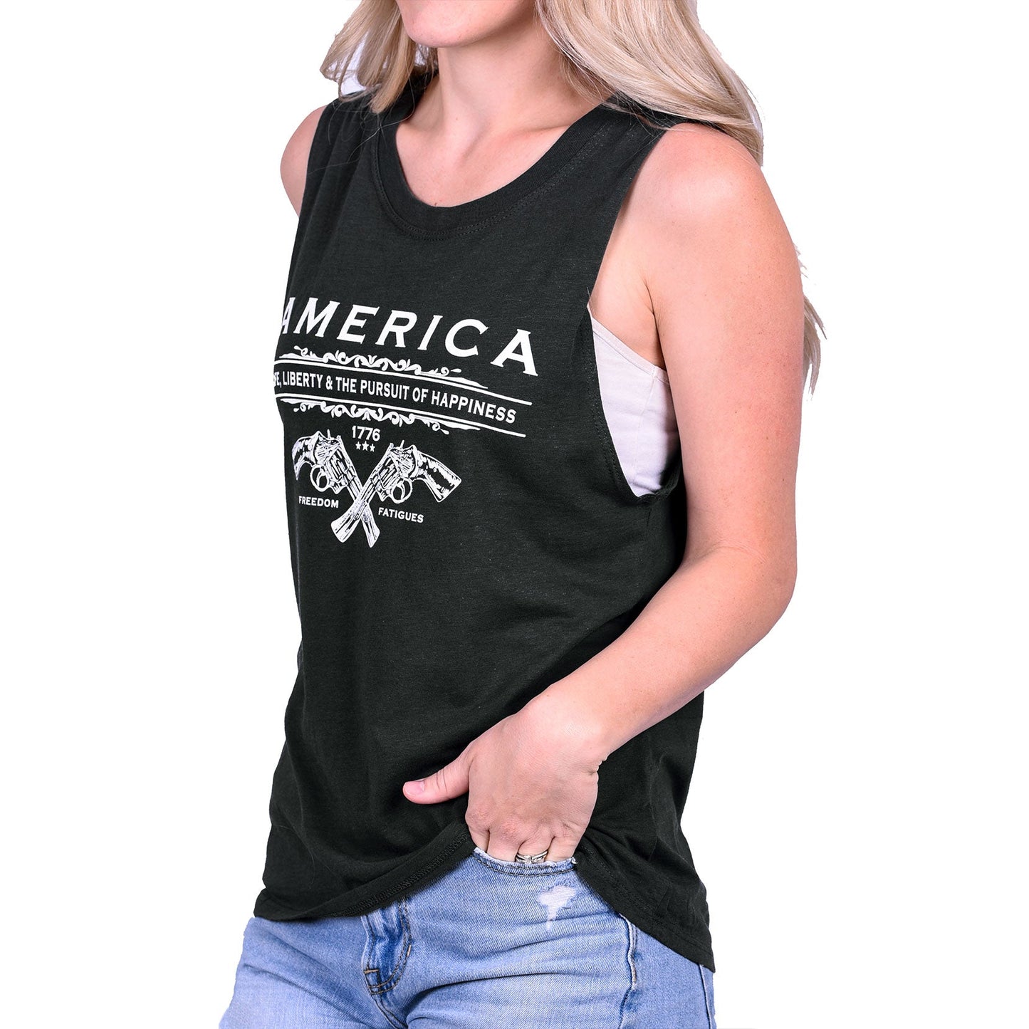 Women's Unalienable Rights Muscle Tank - Black