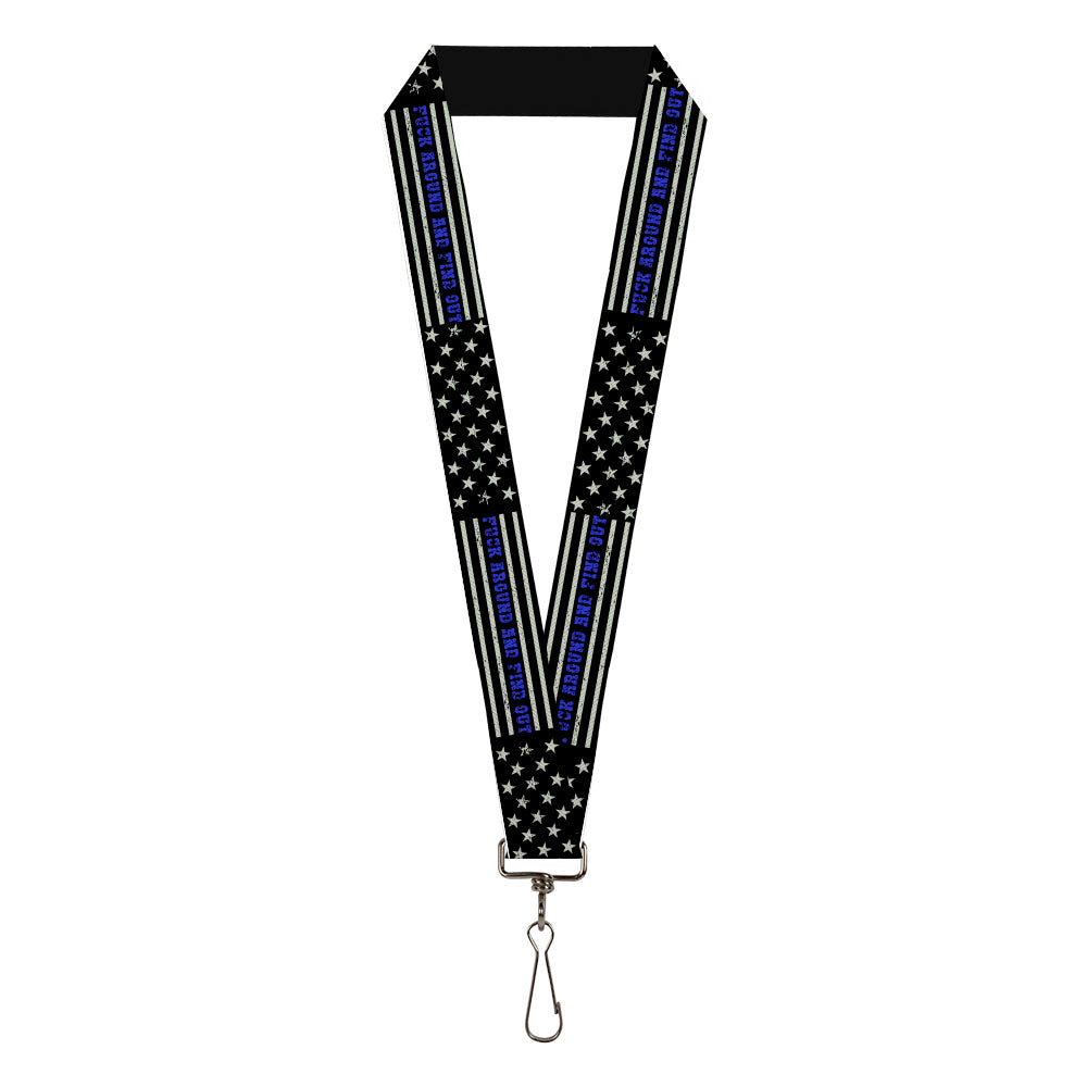 Lanyard - 1.0" - FAFO FUCK AROUND AND FIND OUT Thin Blue Line Flag