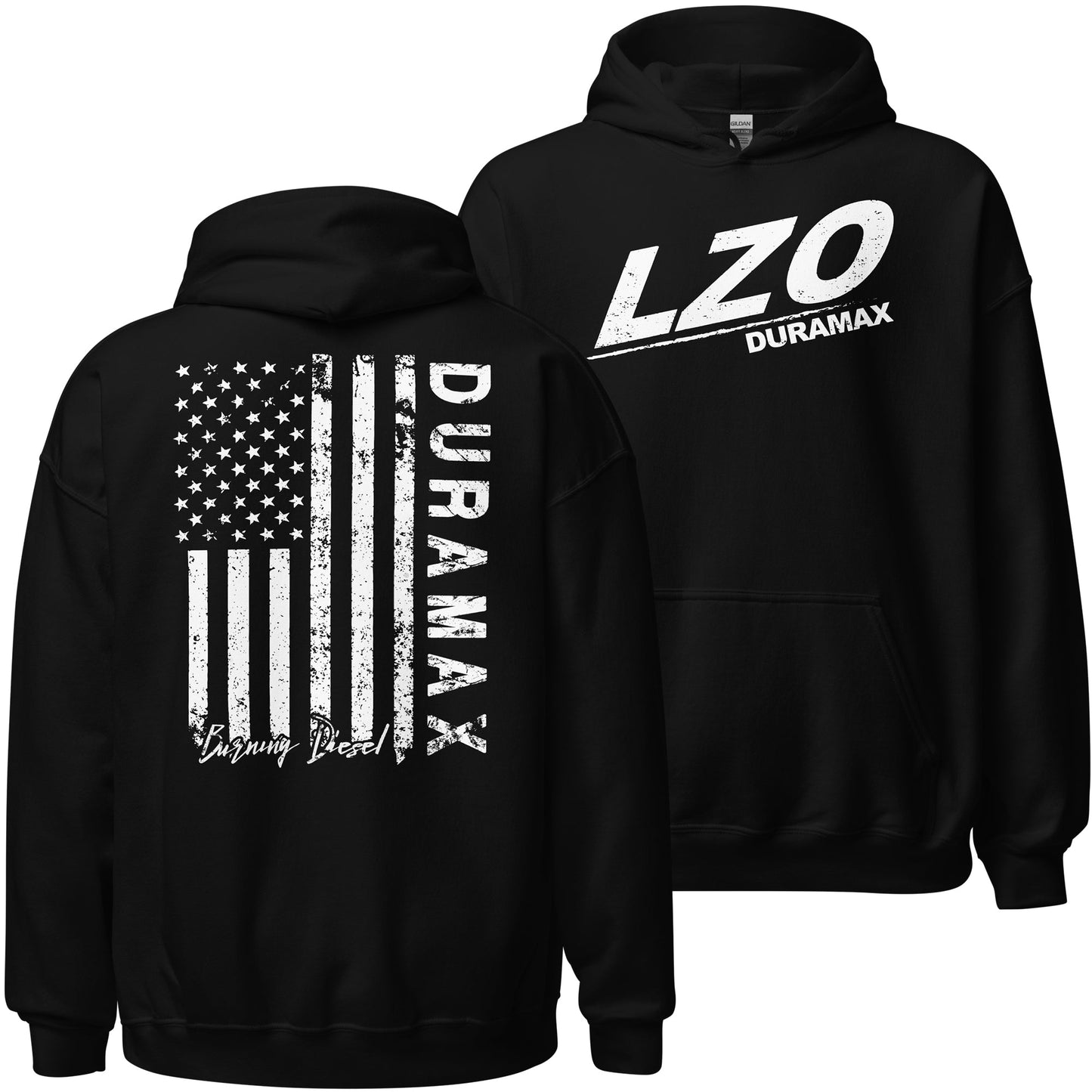 LZO 3.0 Duramax Hoodie Sweatshirt With American Flag Design