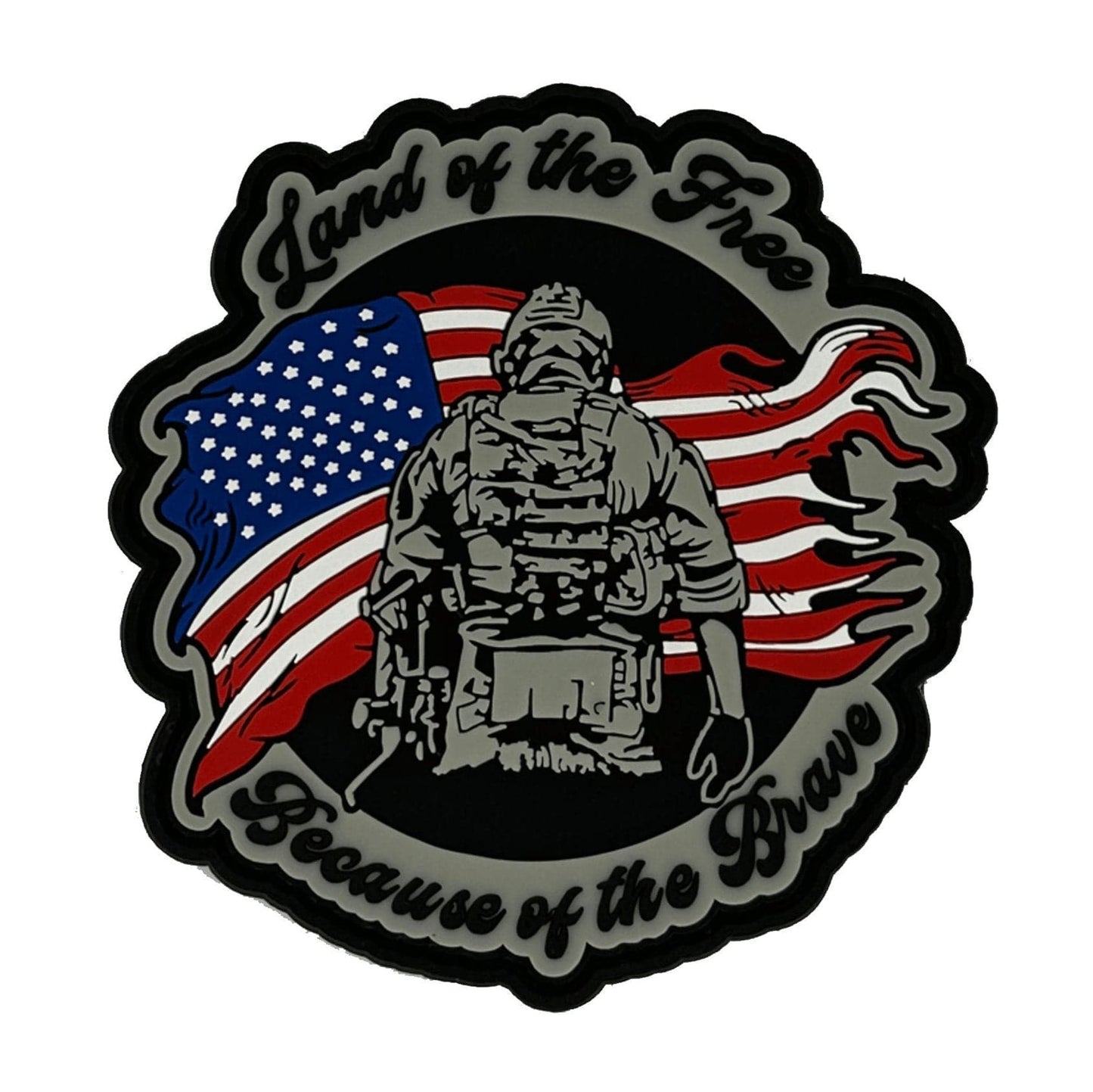 Land of the Free Because of the Brave - 3.75 inch PVC Patch