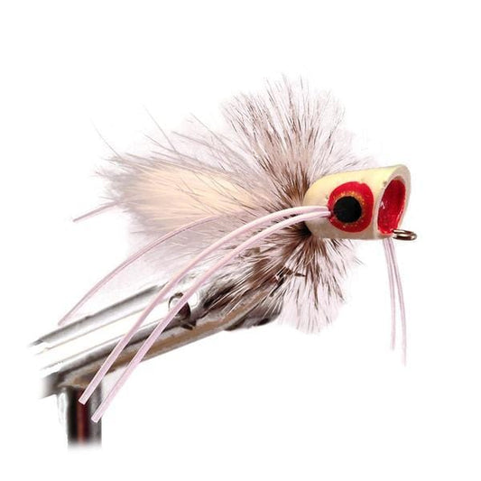 Concave Face Mini Panfish Popper, Size 6 | White | Qty. 4 | Wild Water Fly Fishing