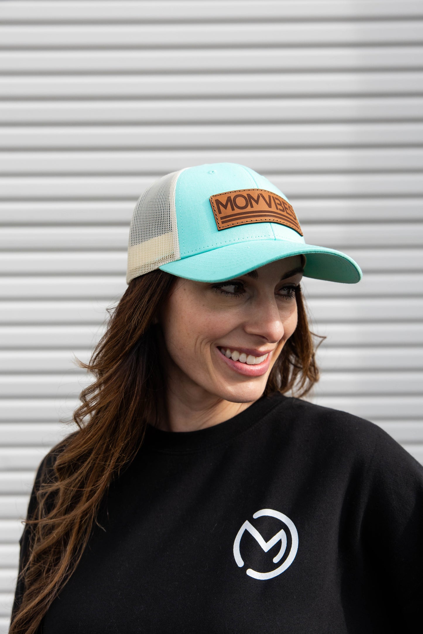 MomVibes - Curved Bill Trucker Snapback (Mint/Cream)