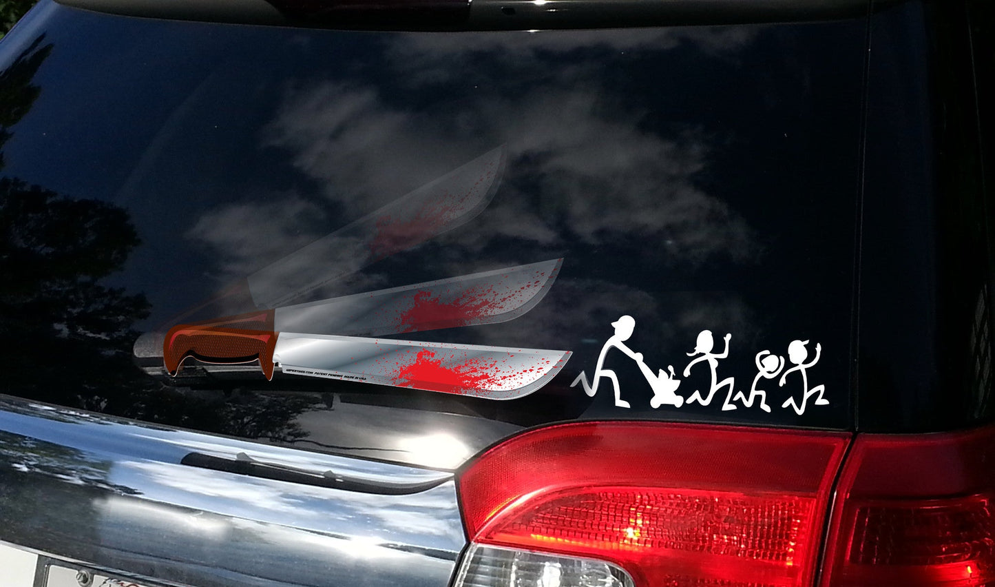 Stick Family Running Away Vinyl Decal