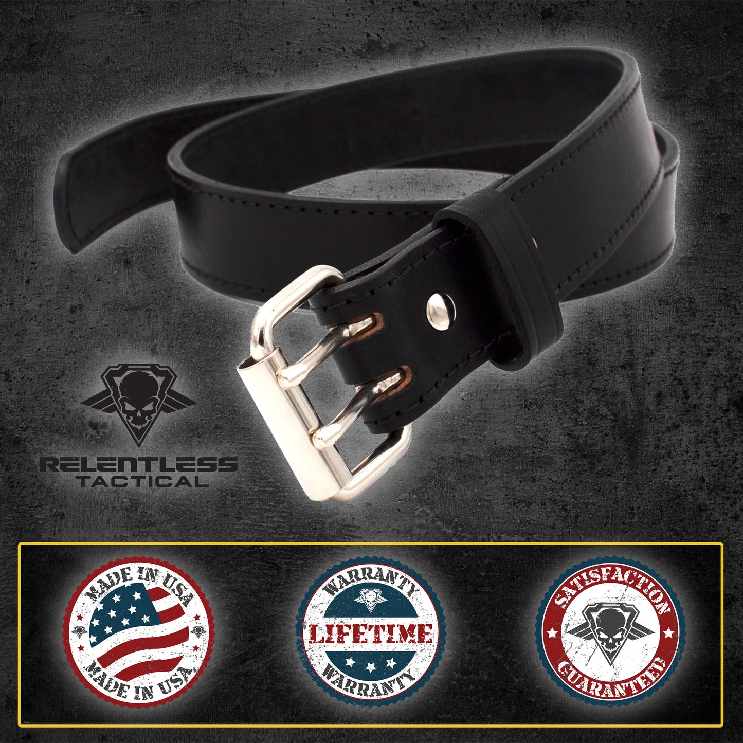 The "Double Tap" Gun Belt | Made in USA | Lifetime Warranty | 14 oz Full Grain Leather CCW Belt