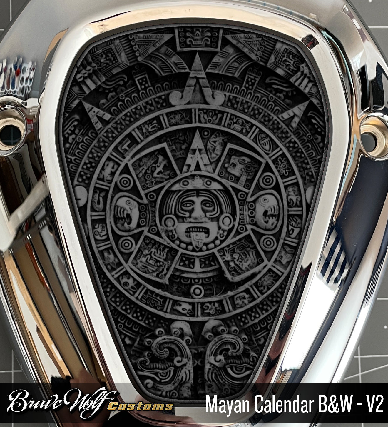 Challenger V-Cover Decal - Mayan Calendar (B&W) - V2