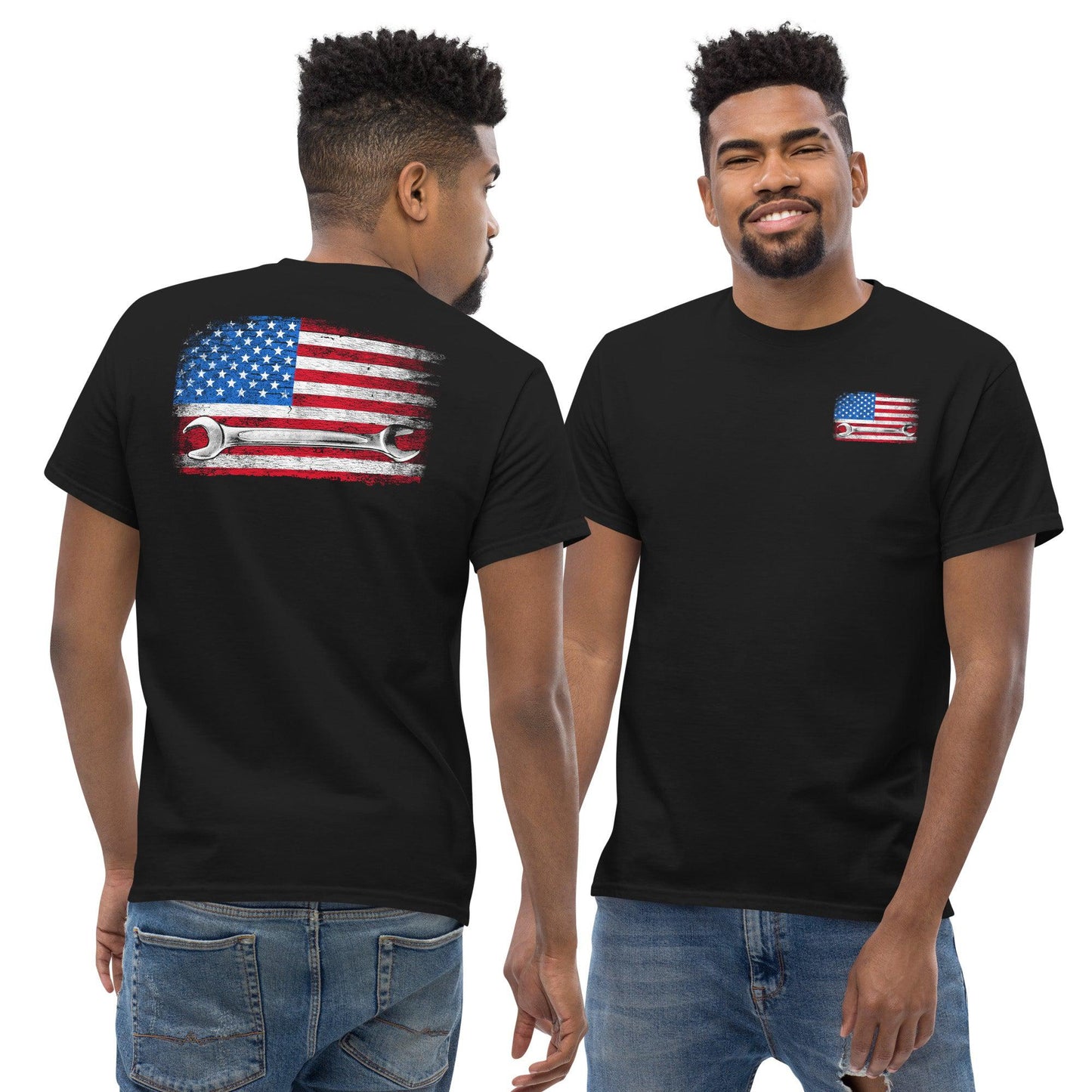 Mechanic T-Shirt American Flag Wrench Design