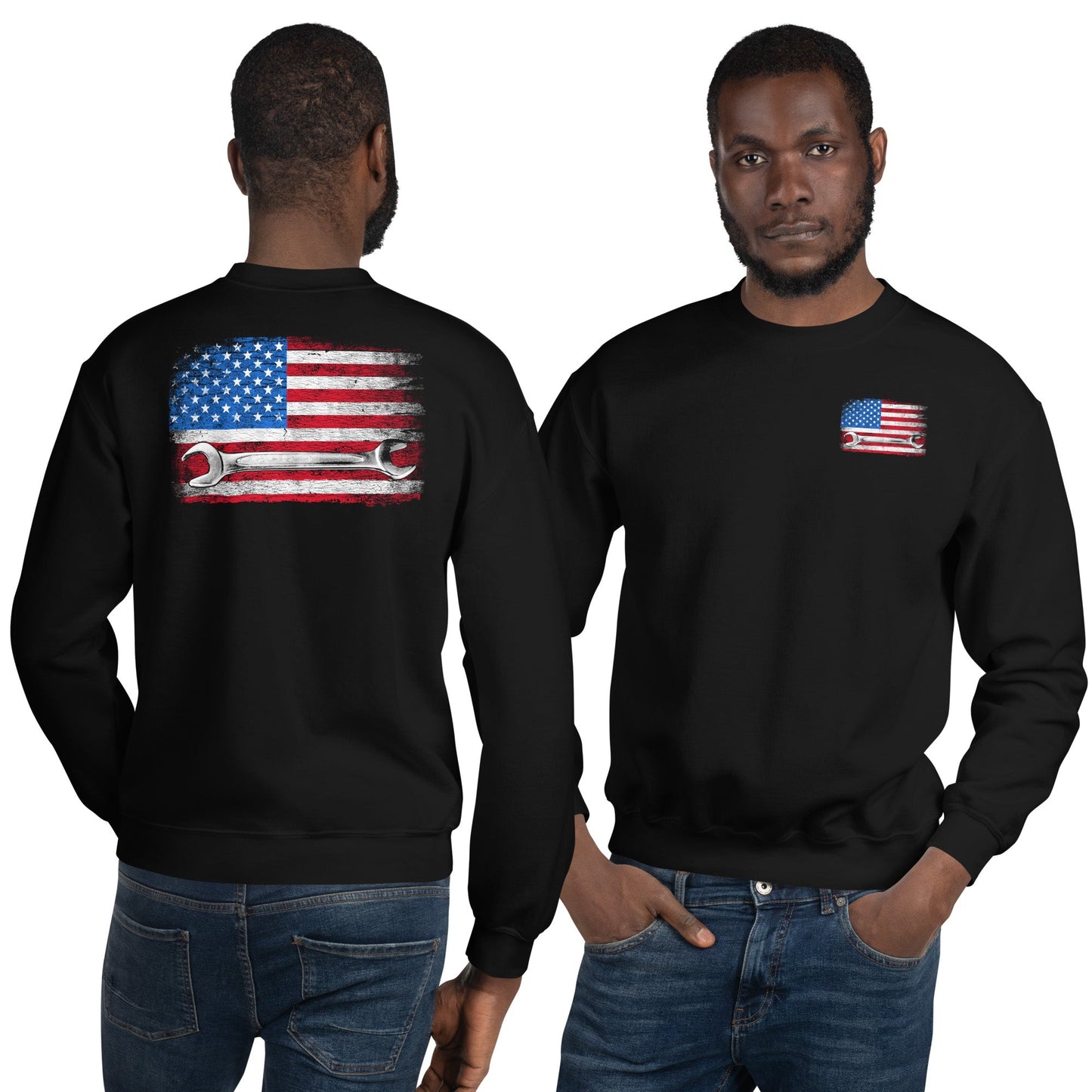 Mechanic Crew Neck Sweatshirt With American Flag Design