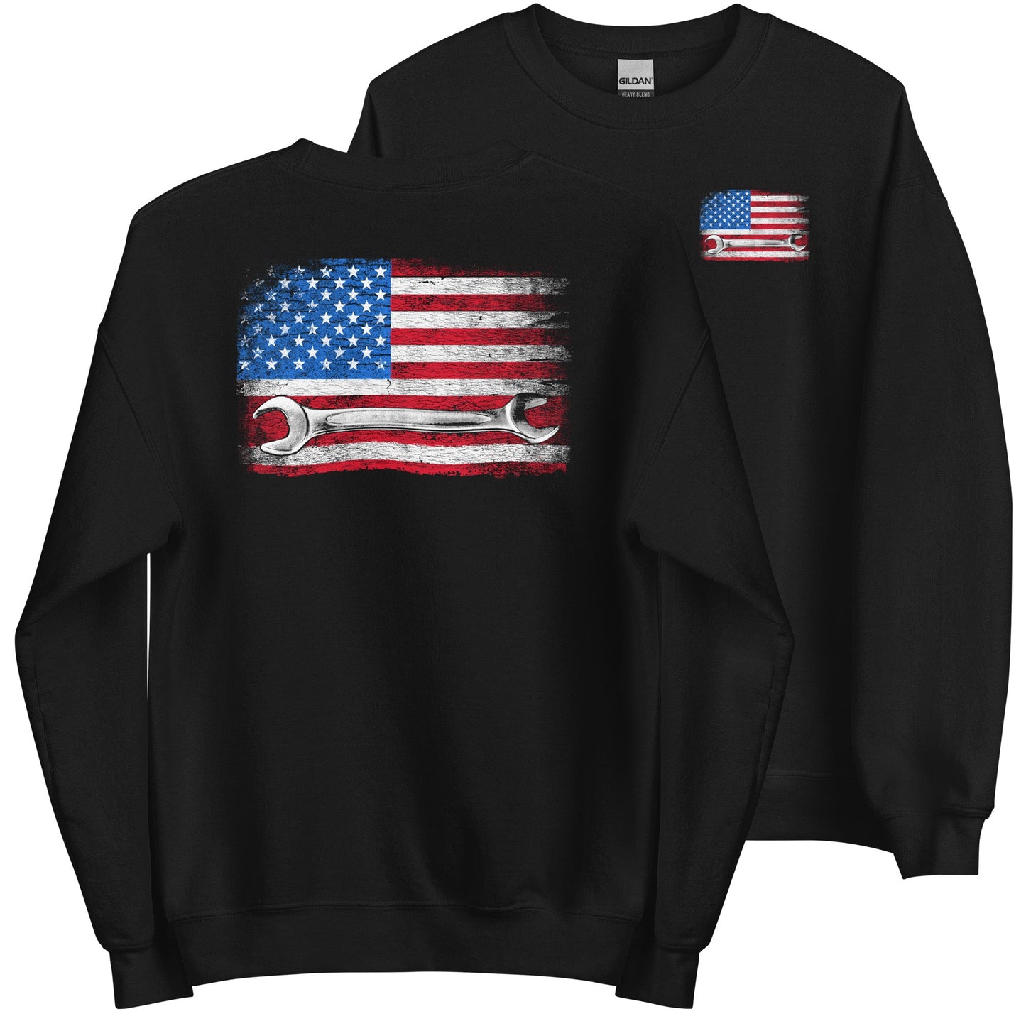 Mechanic Crew Neck Sweatshirt With American Flag Design