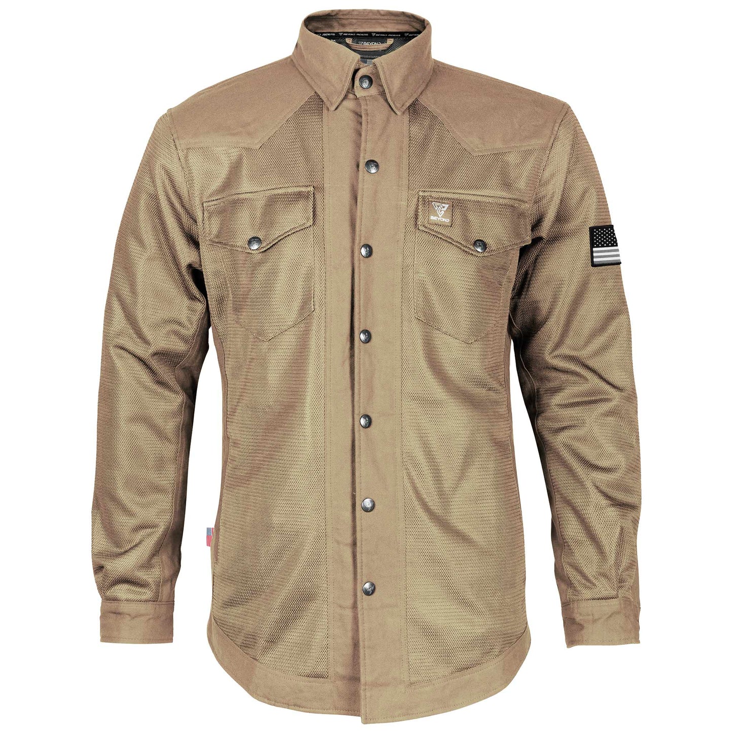 Protective Summer Mesh Shirt - Camel Solid with Pads