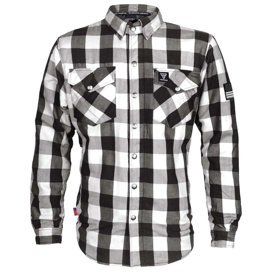 Protective Flannel Shirt - Black and White Checkered with Pads