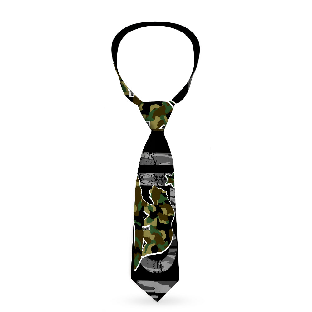 Buckle-Down Necktie - CALIFORNIA/Flag Bear Black/Camo Gray/Camo Olive