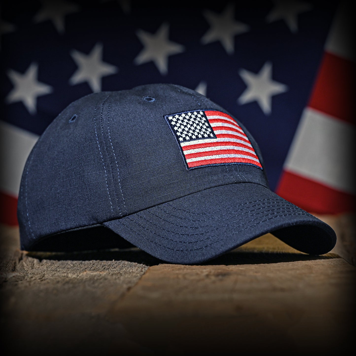 Navy Ripstop Full Fabric American Flag Range Hat