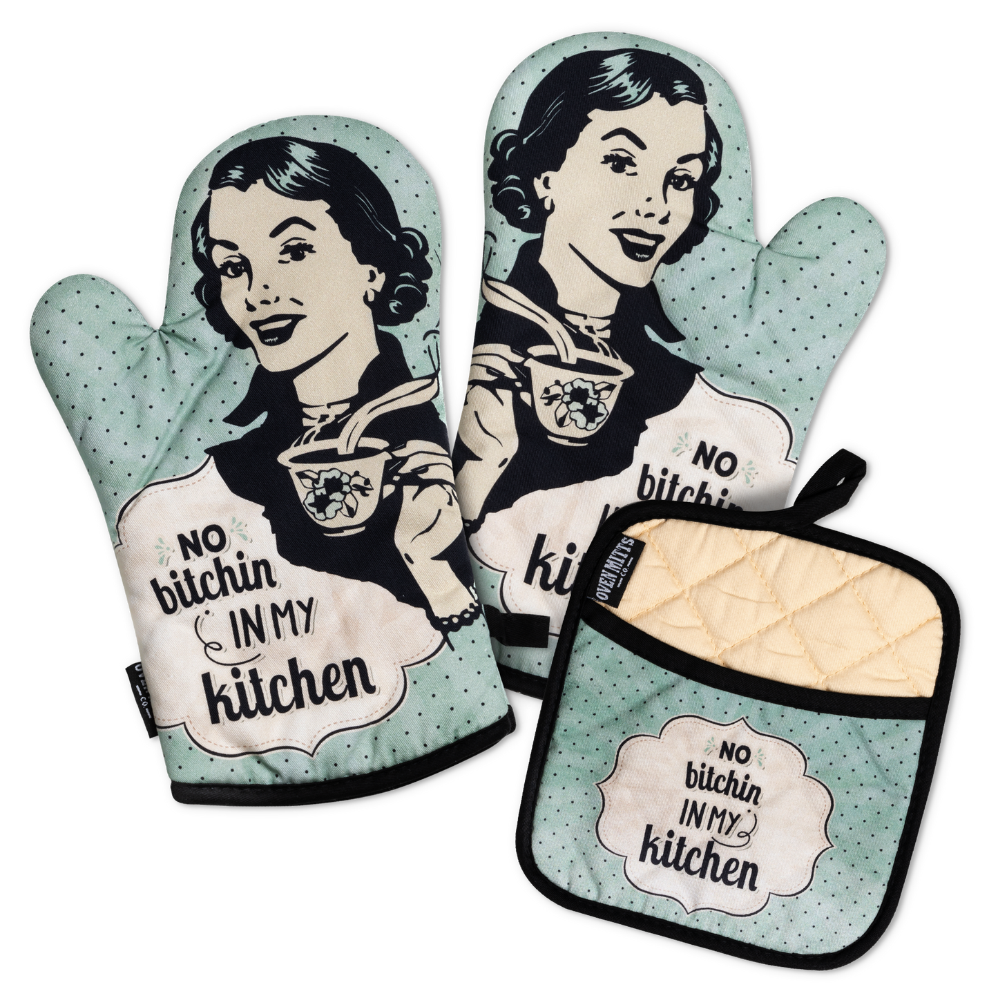 No B****** In My Kitchen Oven Mitts And Potholder Set