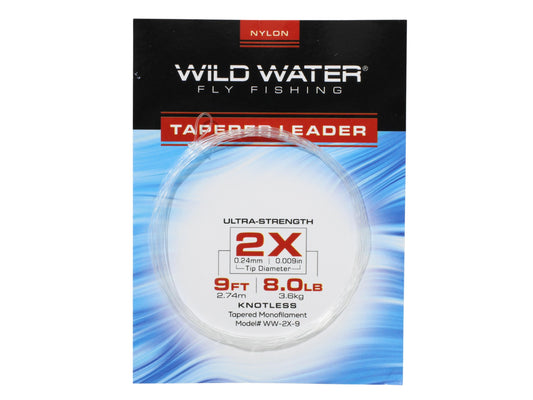 2X Tapered Nylon Monofilament Leader, 9' | 6 Pack | Wild Water Fly Fishing