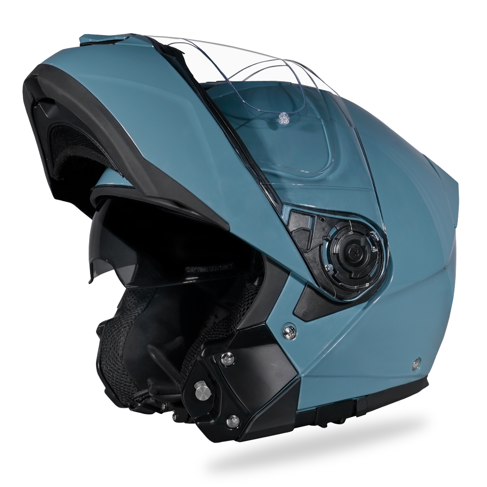 Daytona Glide Modular Motorcycle Helmet - DOT Approved, Bluetooth Ready, Dual Visor, Men/Women/Youth- Shark Blu