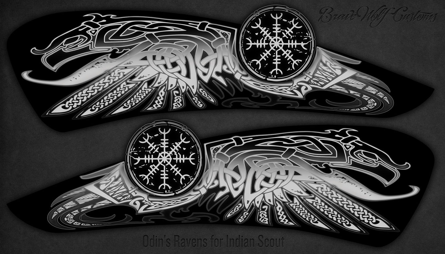 Odin's Ravens Tank Decals for Indian Scout - White