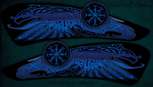 Odin's Ravens Tank Decals for Indian Scout - Blue