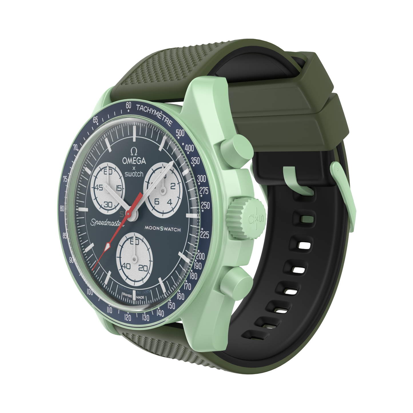 Omega Moonswatch Elite Silicone Army Green Top Black Bottom Watch Band