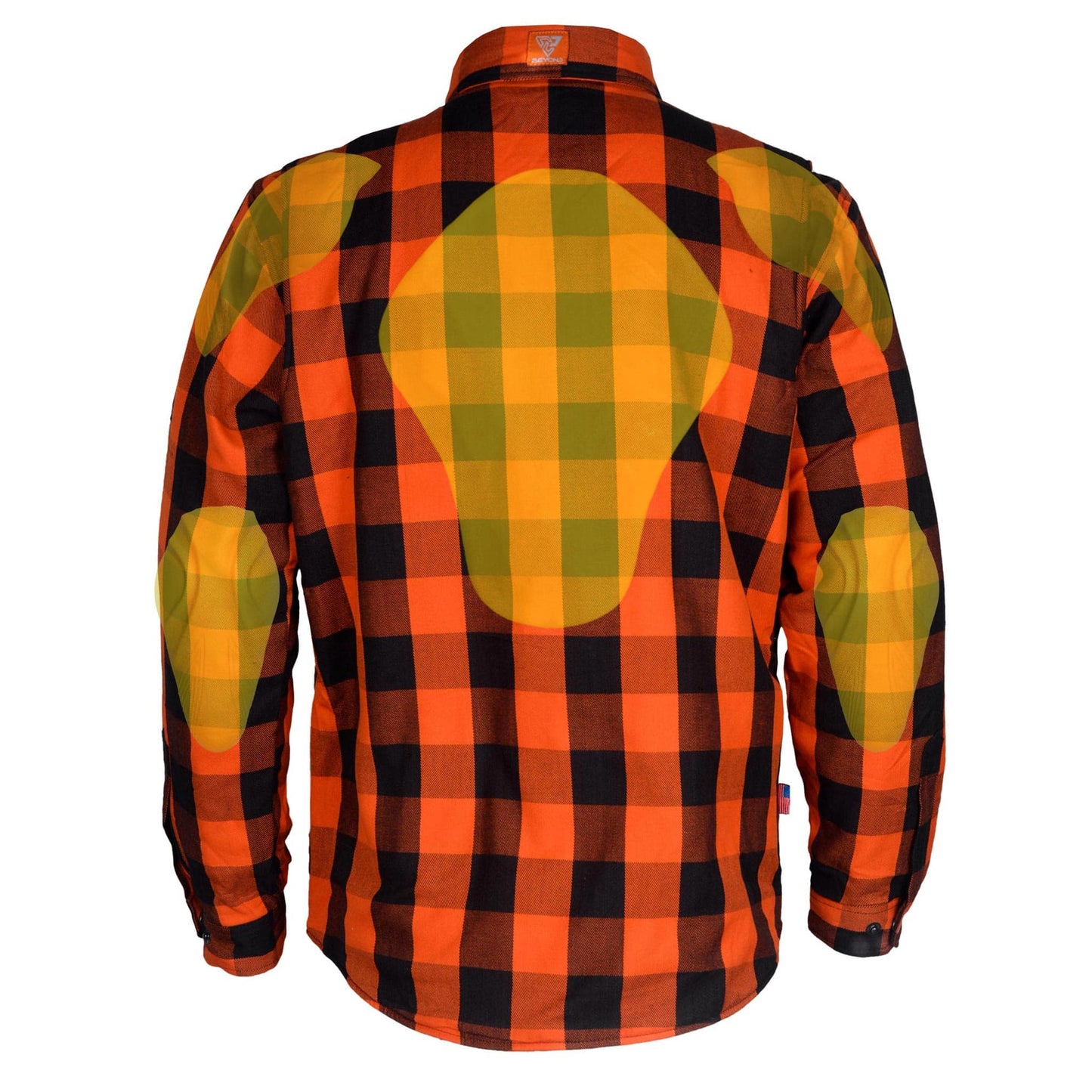 Protective Flannel Shirt - Orange and Black Checkered with Pads