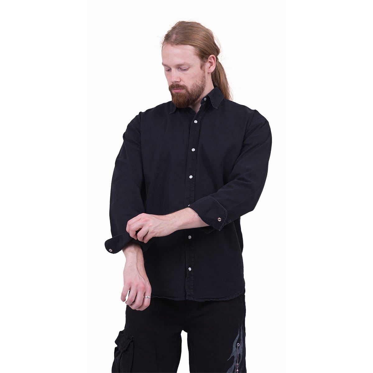 METAL STREETWEAR - Longsleeve Stone Washed Worker Black