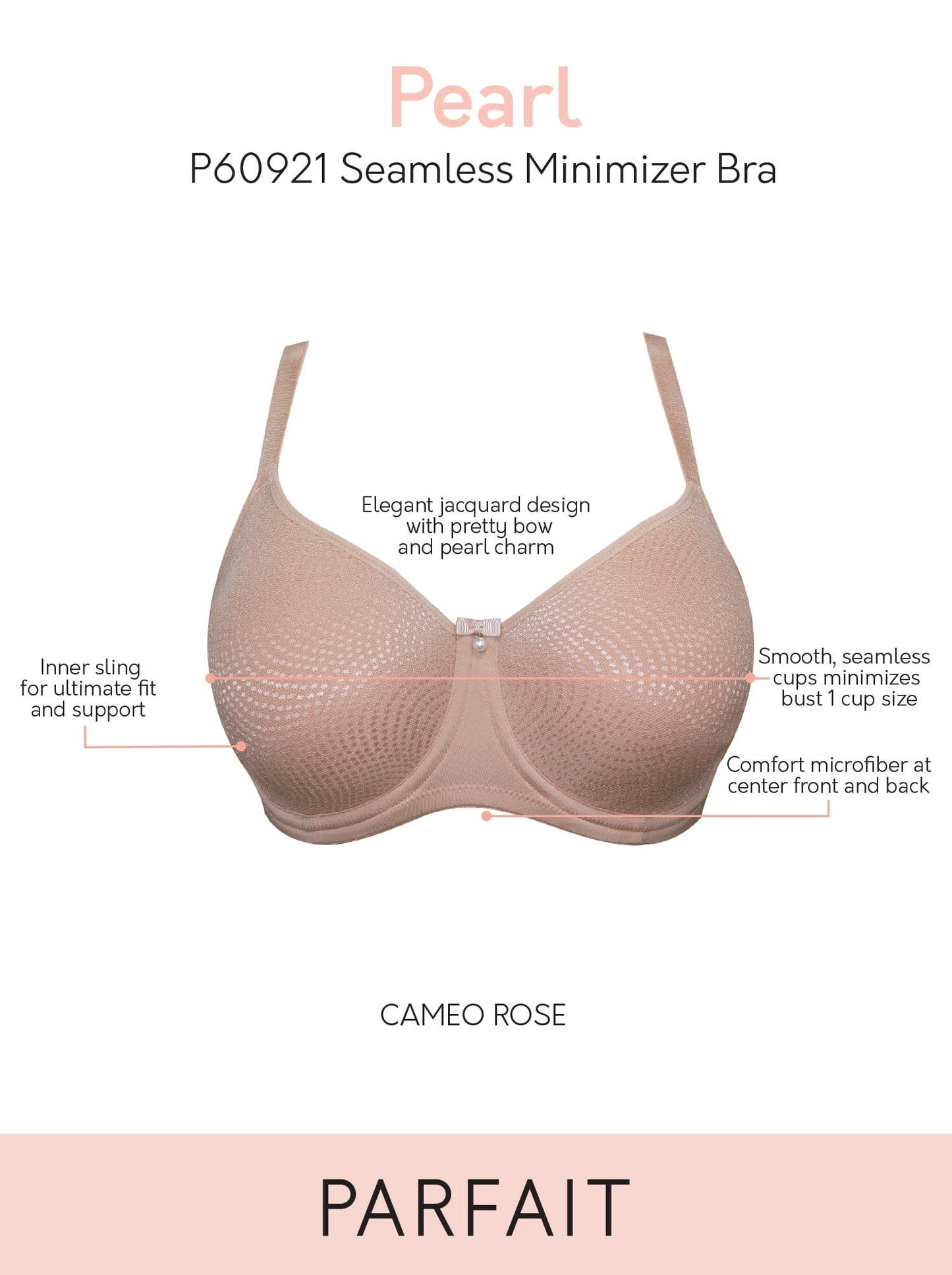 Pearl Non-padded Seamless Minimizer Bra - Cameo Rose